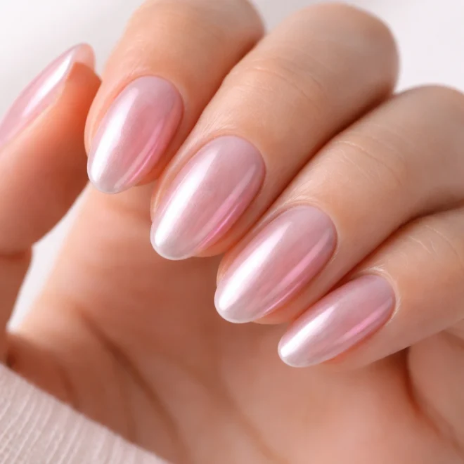 15 Short Baby Pink Chrome Almond Nails to Try