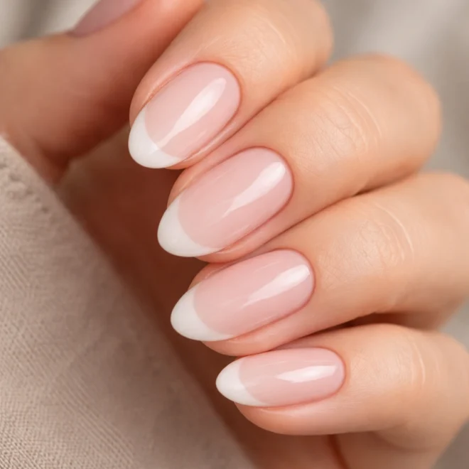 15 Short French Tip Almond Nails for Dip Powder