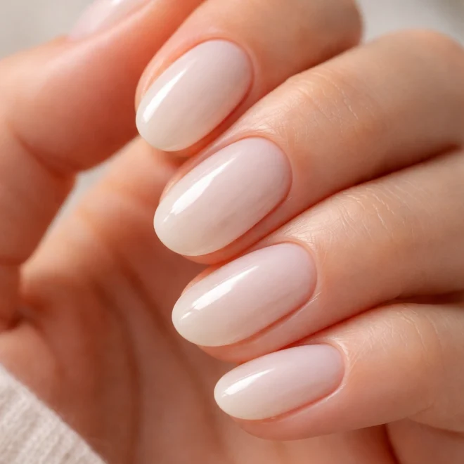 15 Milky White Short Oval Nails for a Soft Glow