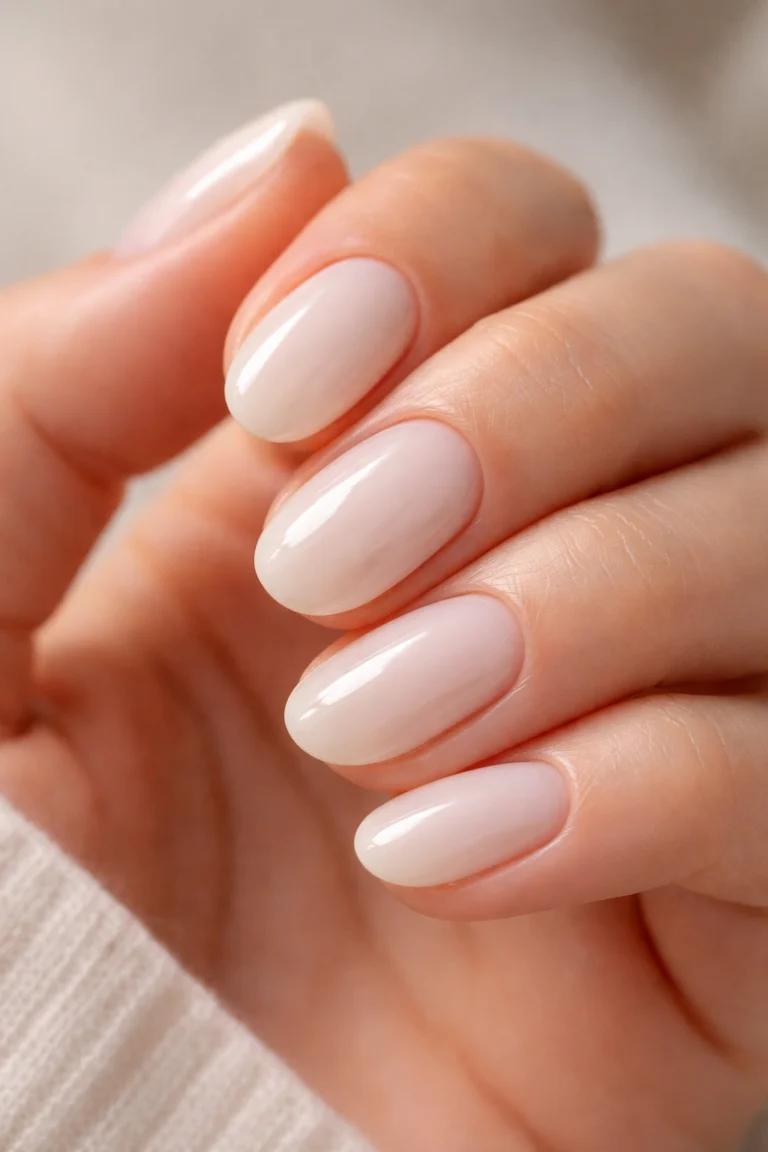15 Milky White Short Oval Nails for a Soft Glow