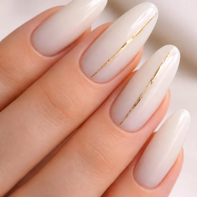 10 Milky White Long Oval Nails for a Clean Look
