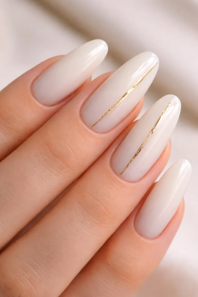 10 Milky White Long Oval Nails for a Clean Look