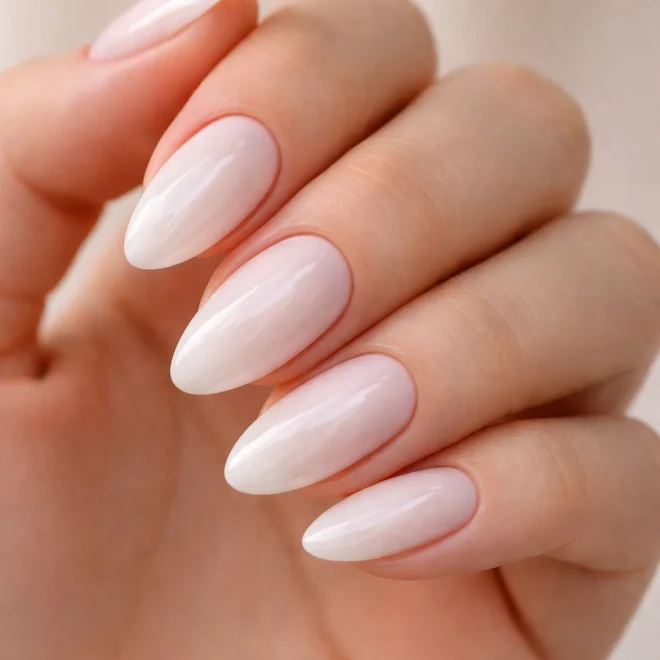 15 Milky White Almond Nails That Look Expensive