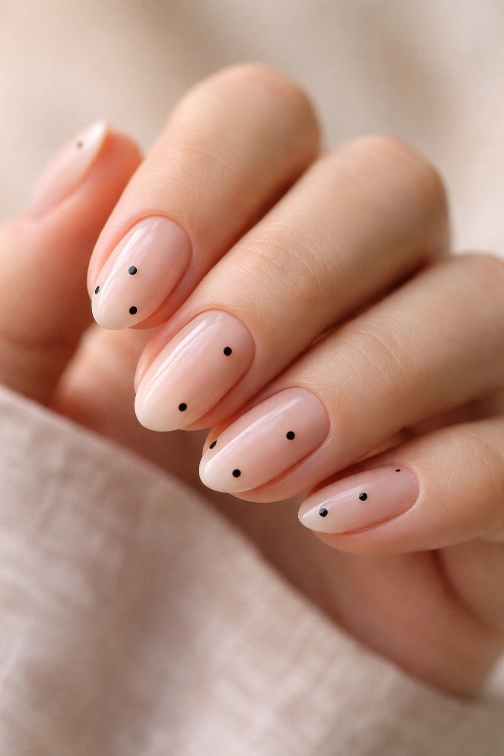 Minimalist almond nails with no polka dots