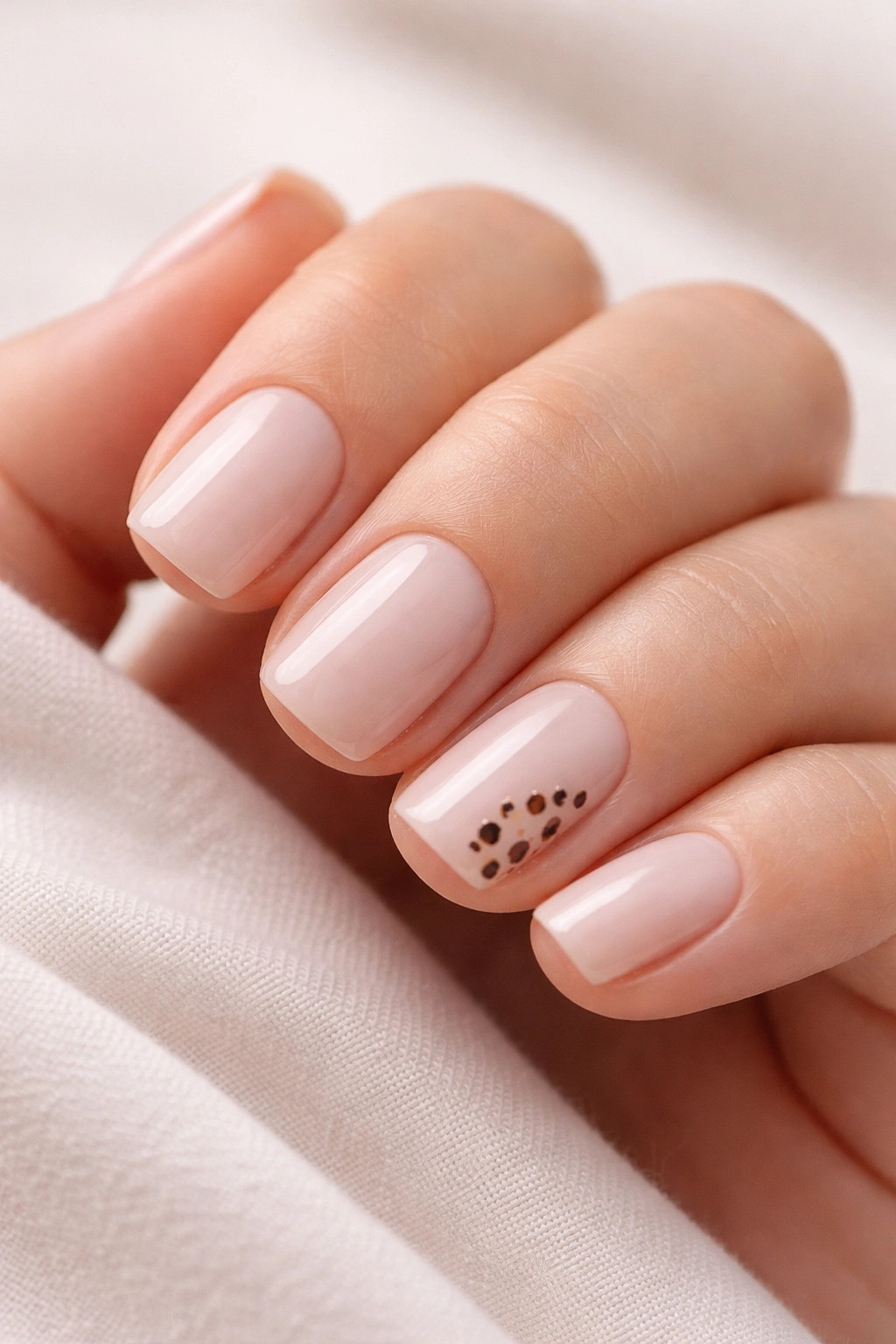 Close-up of minimalist animal print nails with one accent nail