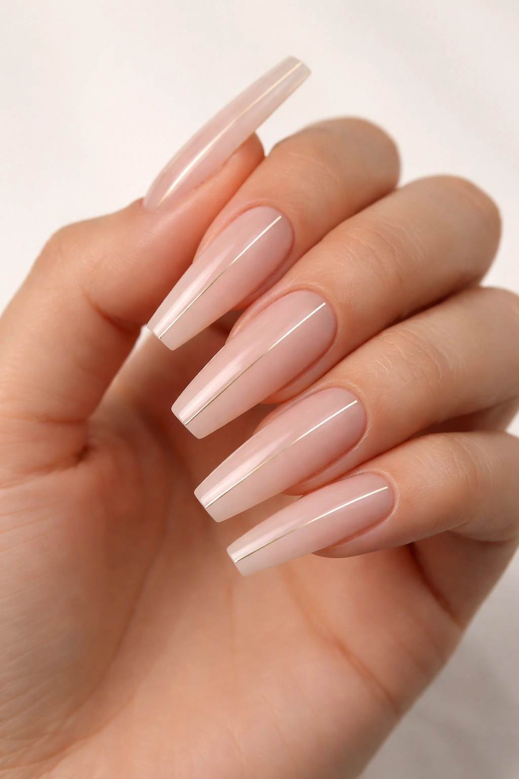 Minimalist coffin nails with a thin accent line