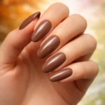 10 Mocha Long Oval Nails for a Warm Rich Finish