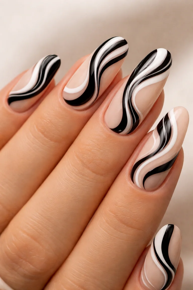 12 Long Oval Swirl Nails for a Fun Playful Look