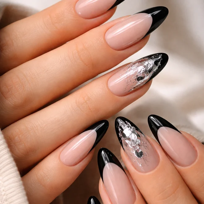 10 French Tip Long Oval Nails With Art Details