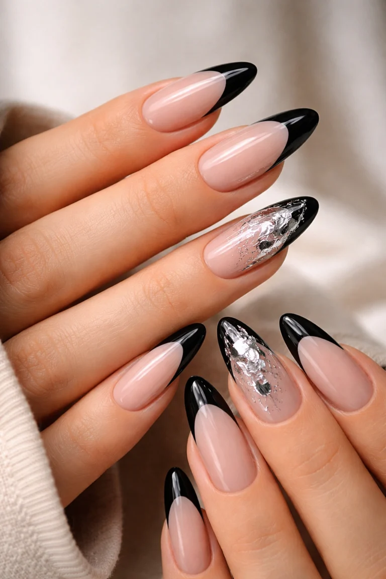 10 French Tip Long Oval Nails With Art Details