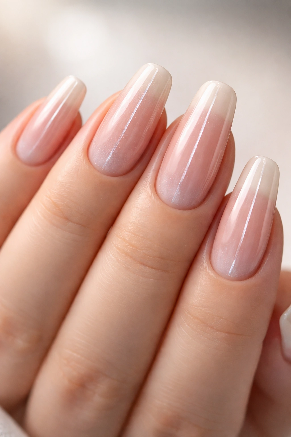 Nails with vertical lines and ombre to flatter fuller fingers