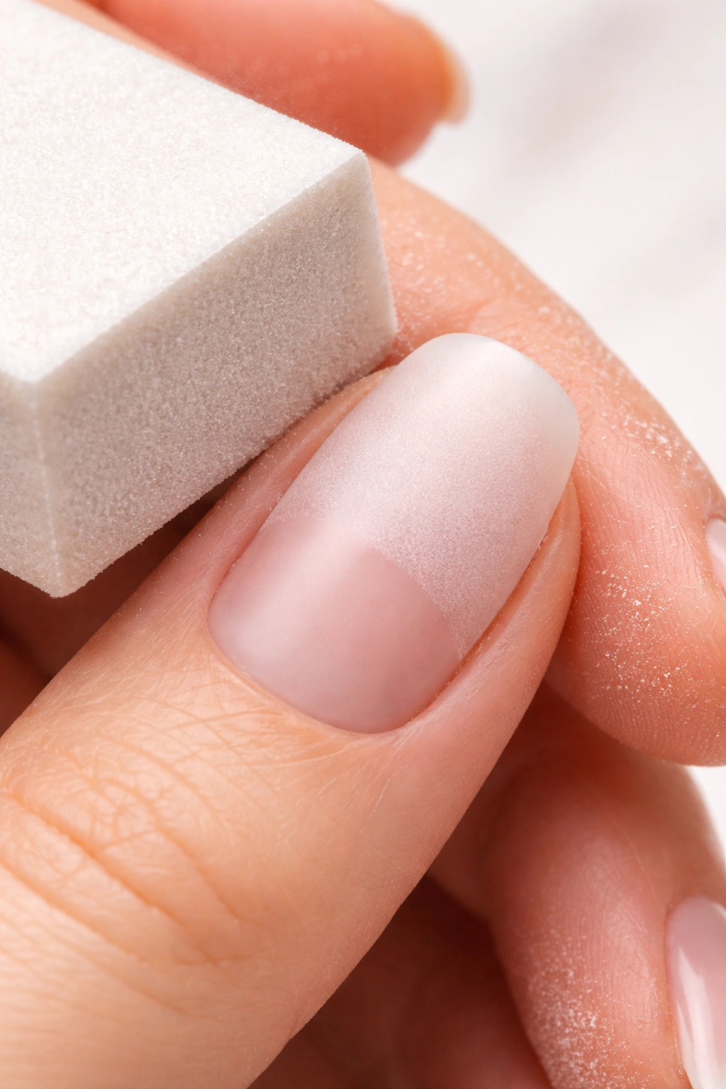 Nail with a uniform matte finish over the repaired area
