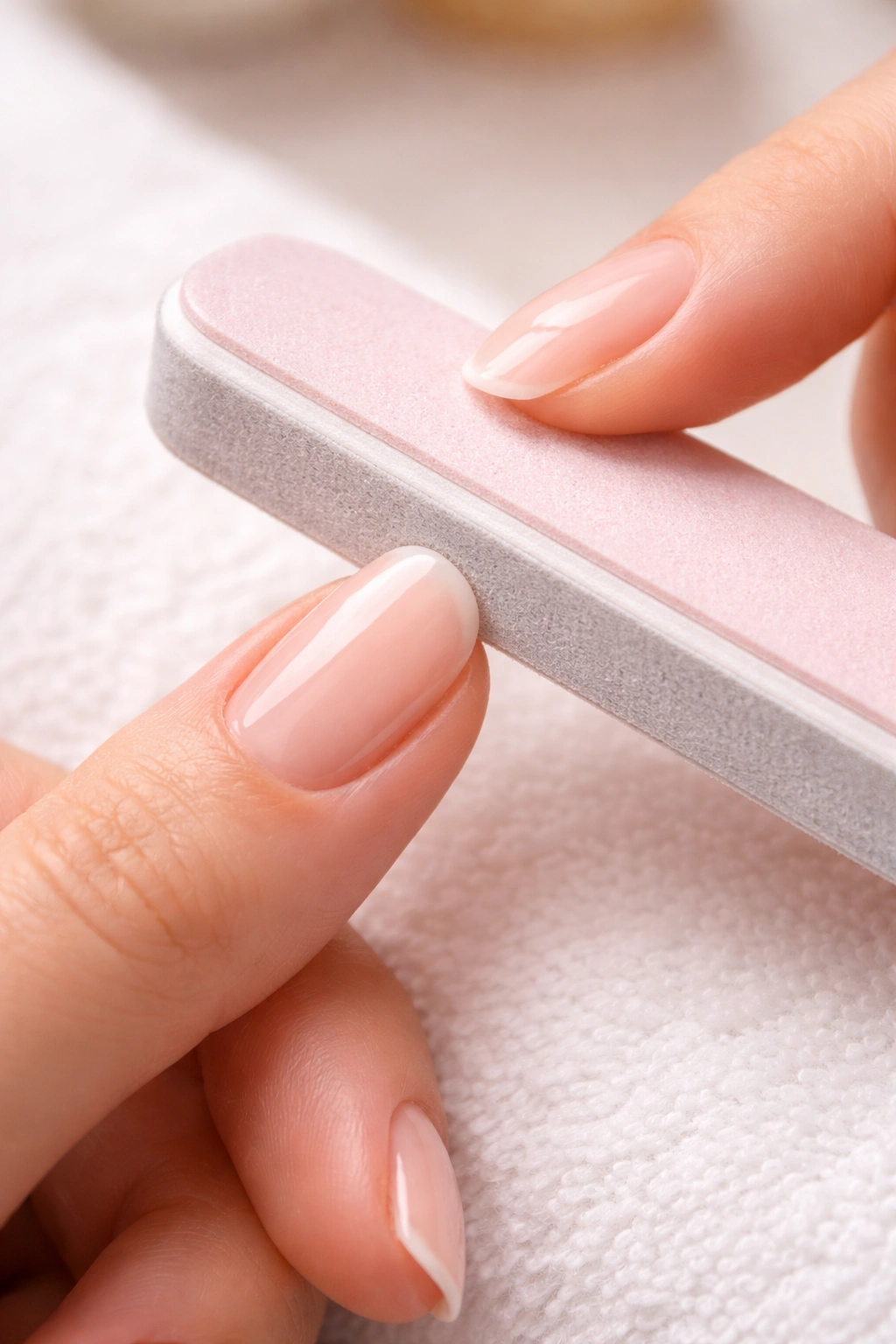 Nail buffer smoothing and adding gentle shine