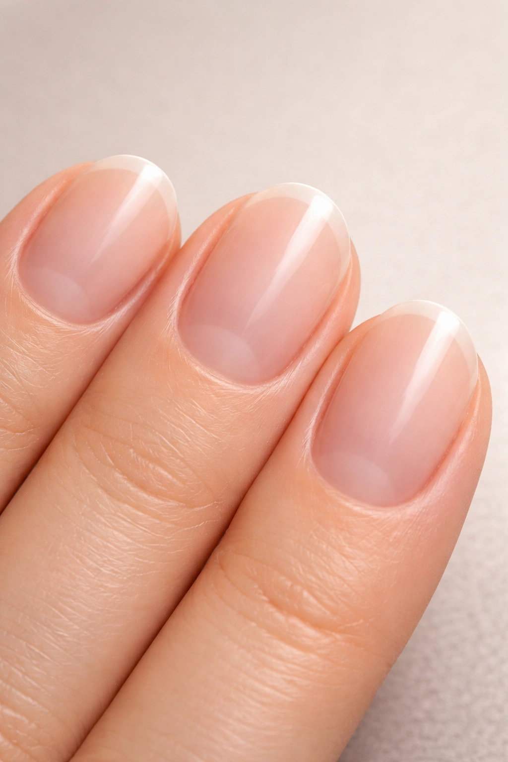 Top-down view of nails showing natural contour and apex