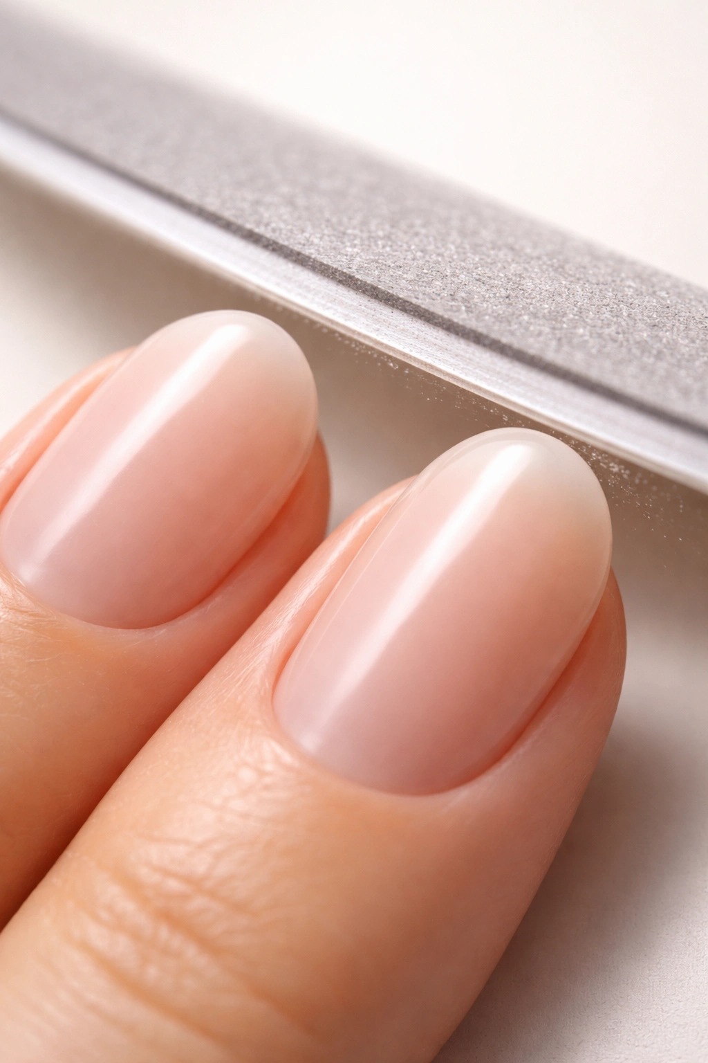 Close-up of two nails showing smooth, symmetric curves during refinement