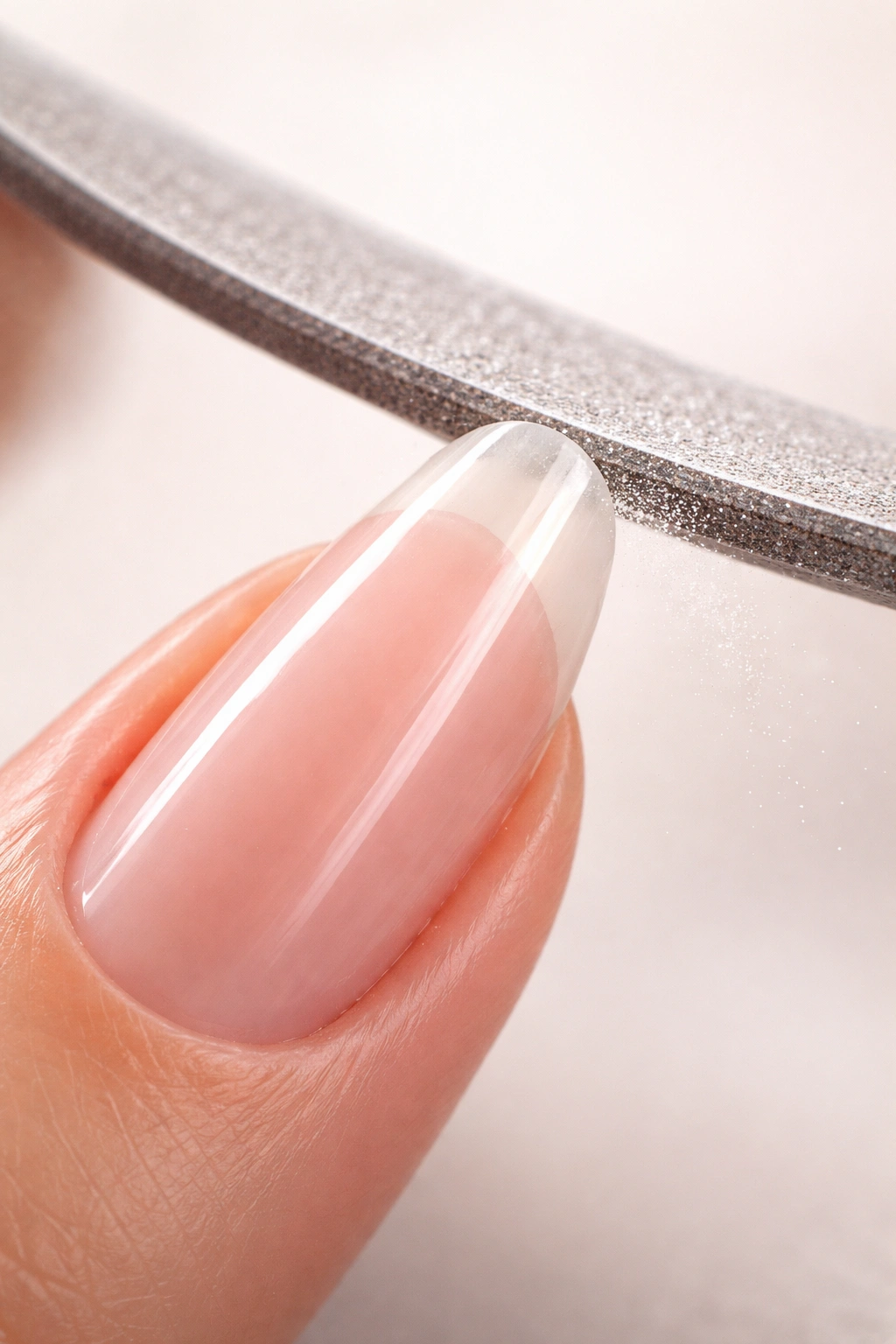 Close-up of nail tip forming a smooth curve
