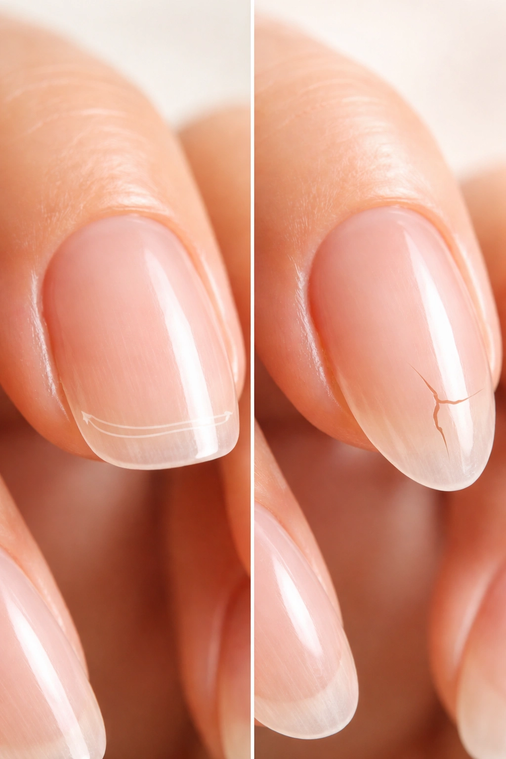Close-up showing nail tips and edges to suggest durability differences
