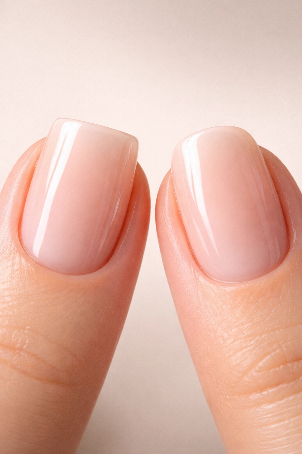 Close-up comparison of soft square and squoval nail edges