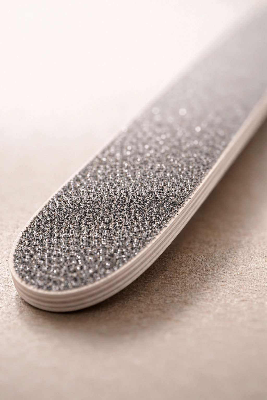 Macro close-up of nail file grit showing fine abrasive particles