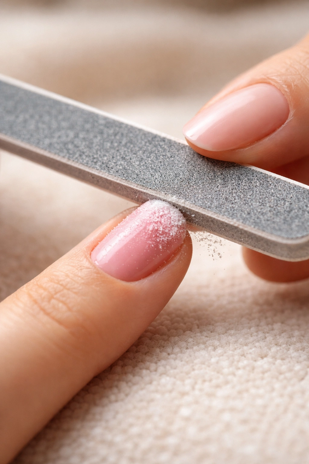 Close-up of nail filing during safe removal