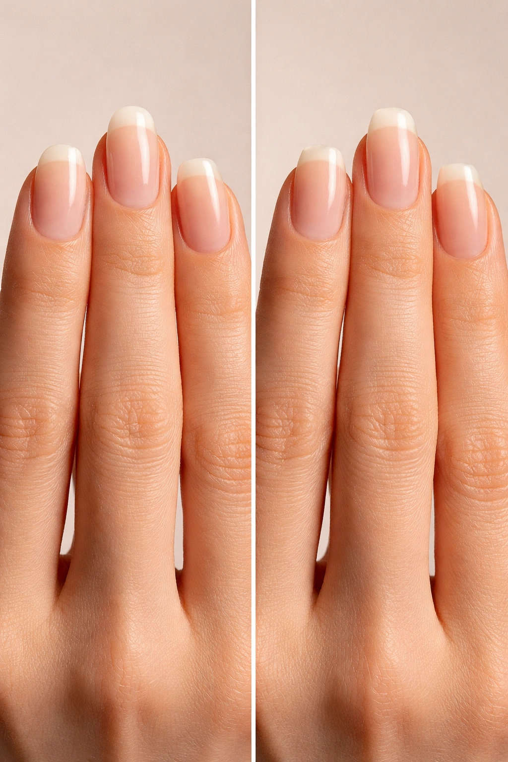 Nails at different growth stages showing round shape as length increases