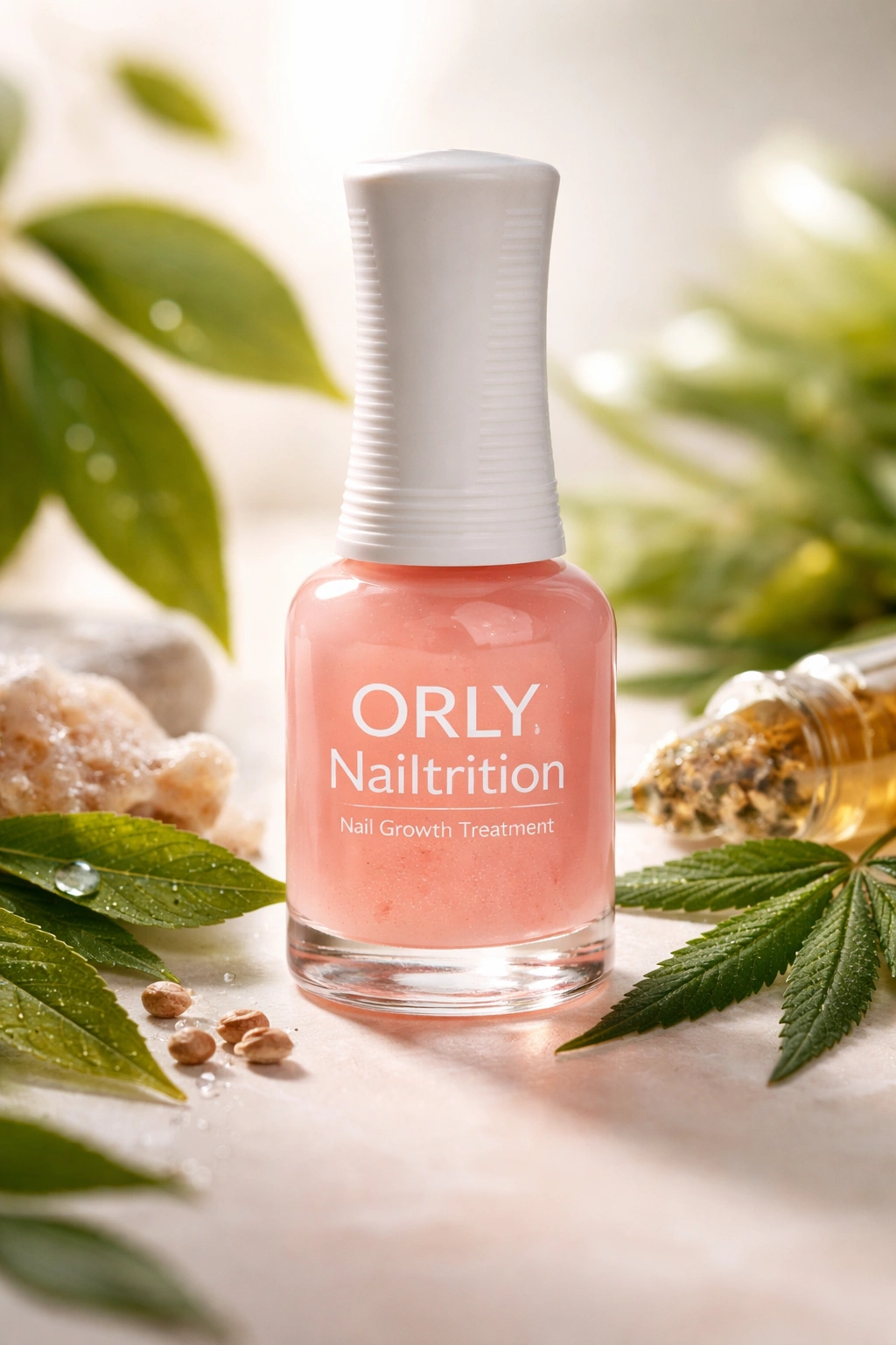 Orly Nailtrition growth treatment bottle on plain background