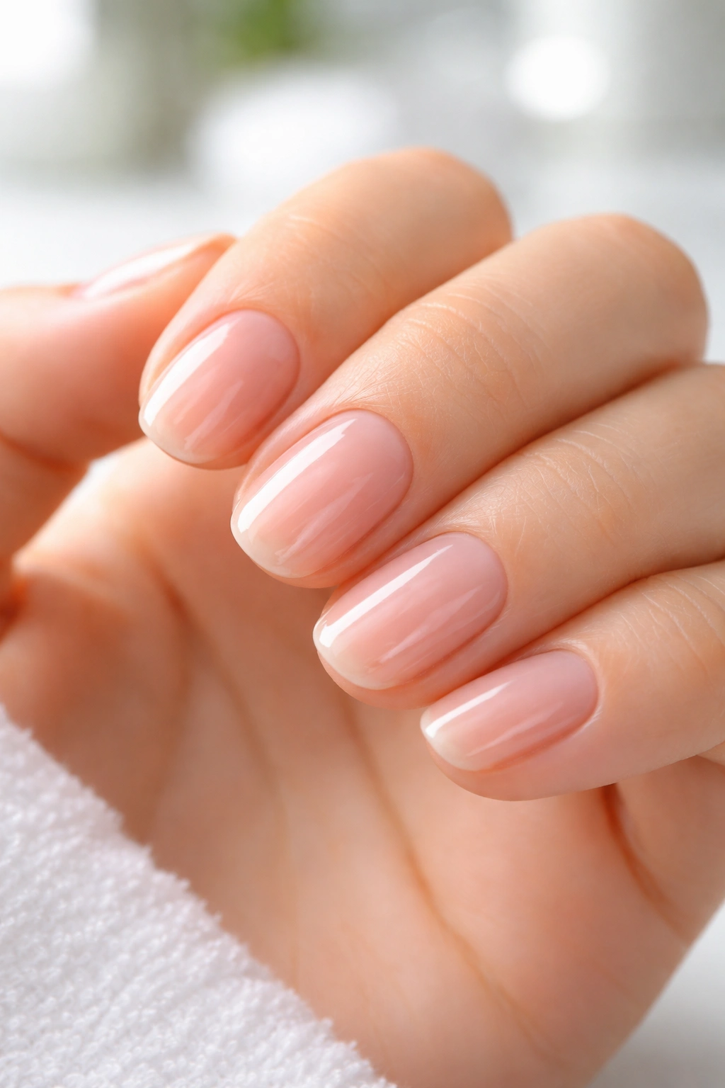 Healthy natural nails with a thin gel overlay