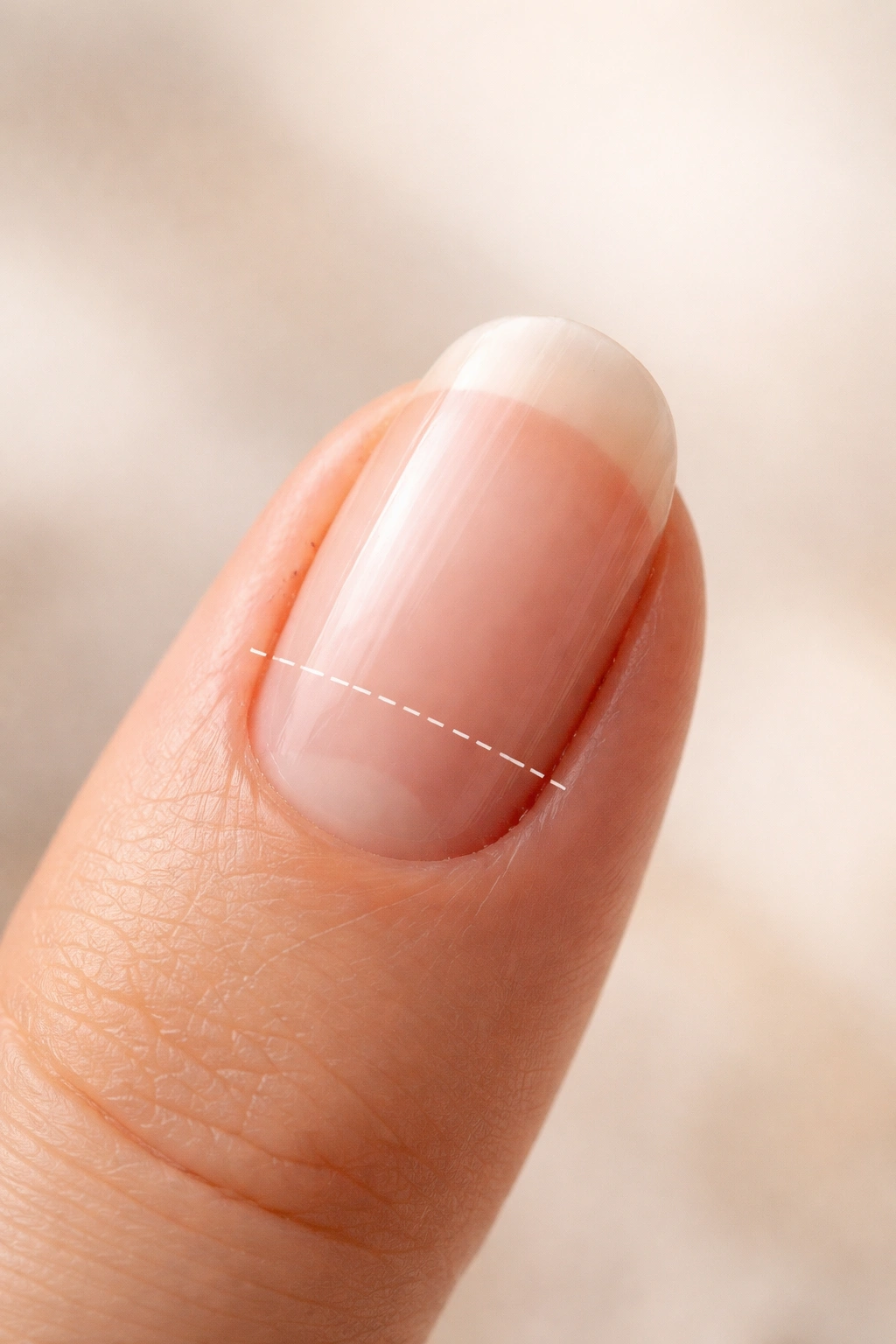 Close-up of fingernail showing current length and free edge