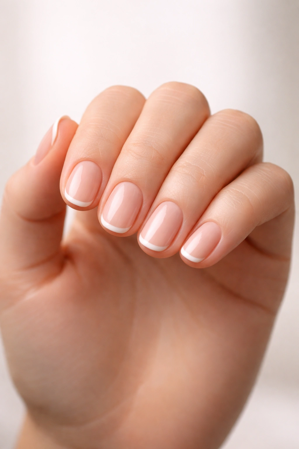 Close-up of a hand with very short nails showing balanced nail bed proportion