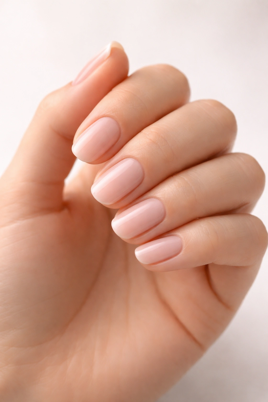 Hand displaying nails with balanced length proportional to hand