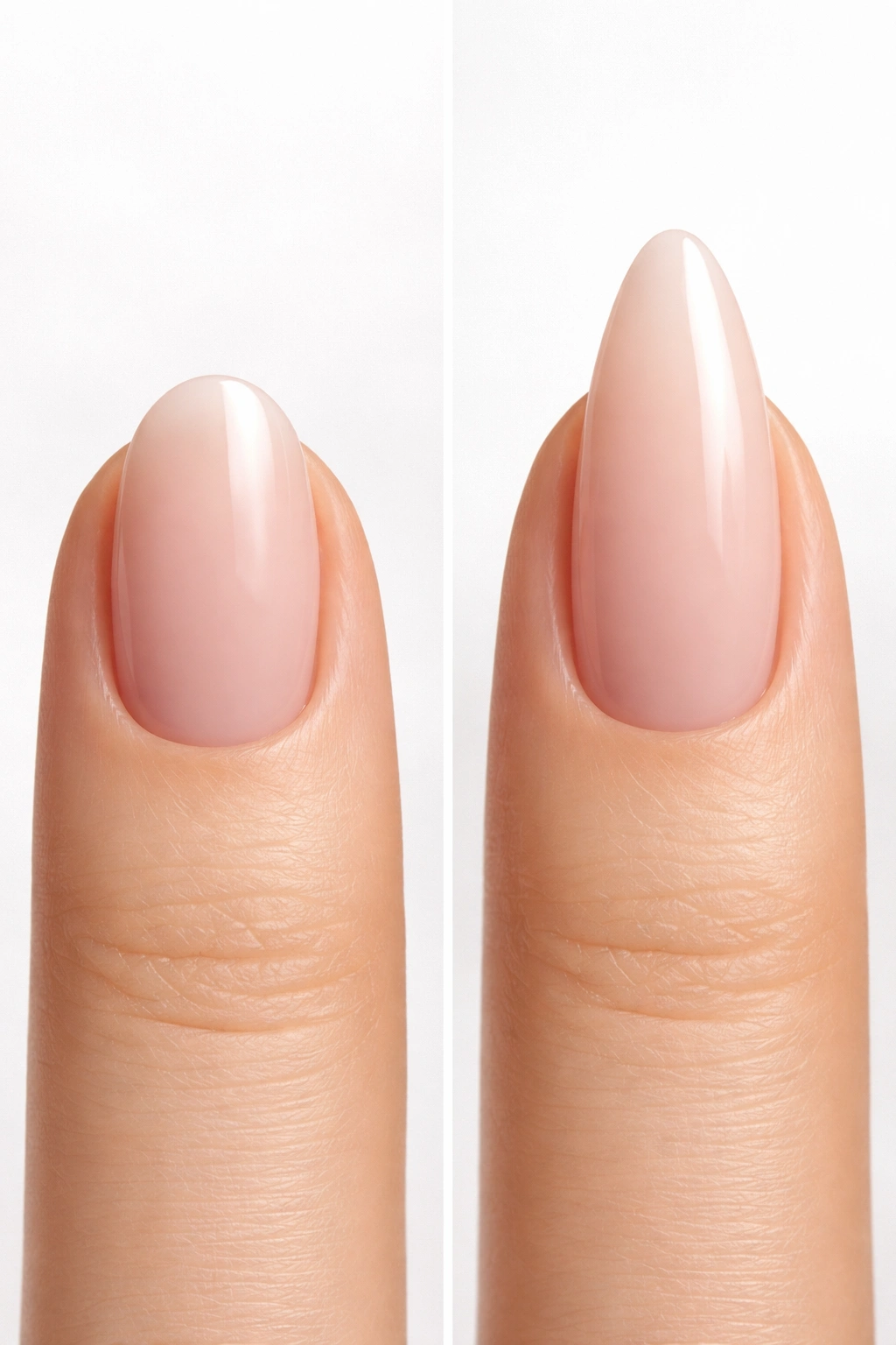 Comparison of short oval vs long almond nail lengths