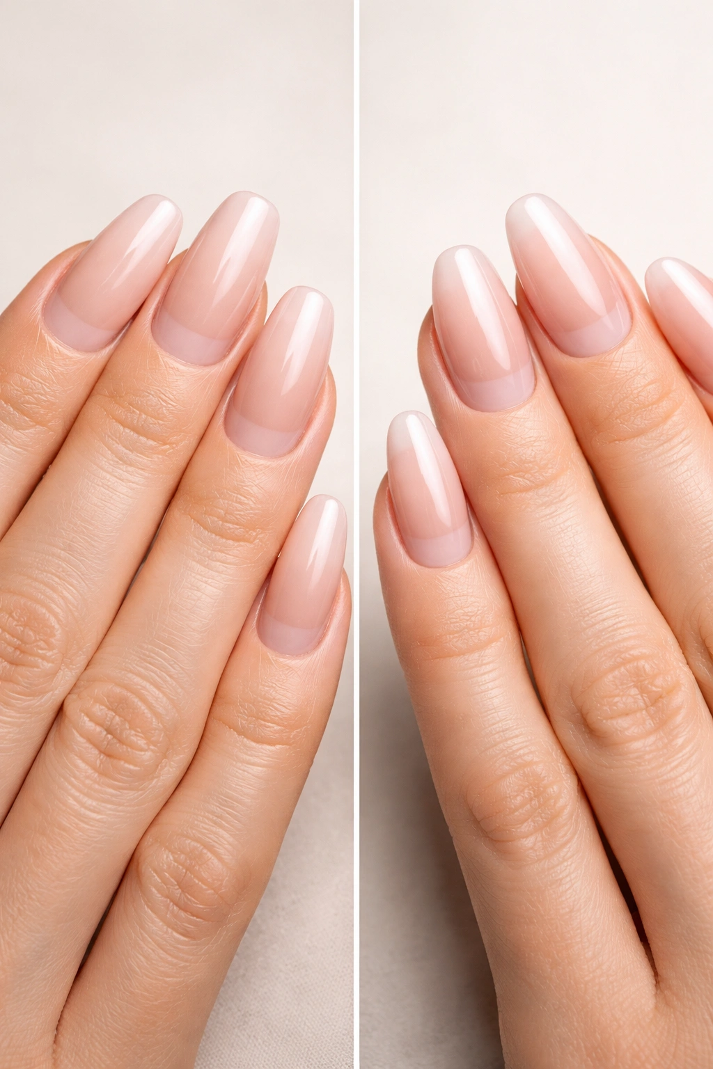 Growth lines visible at the base of acrylic and gel nails illustrating timeline