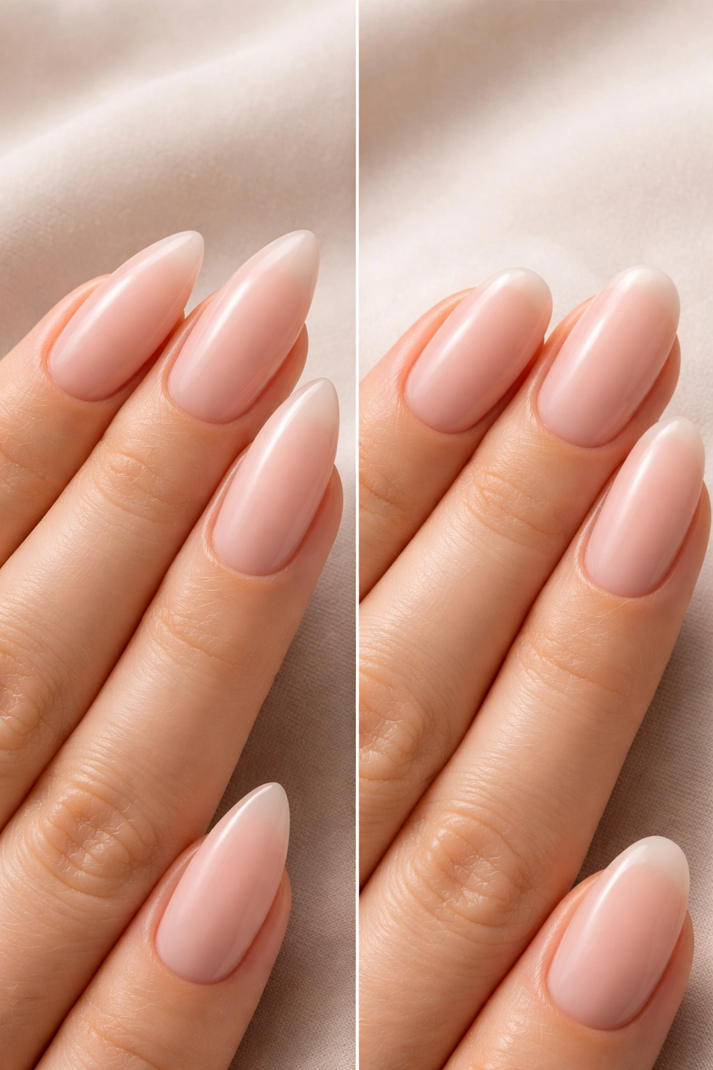 Nails showing wear characteristics almond and oval