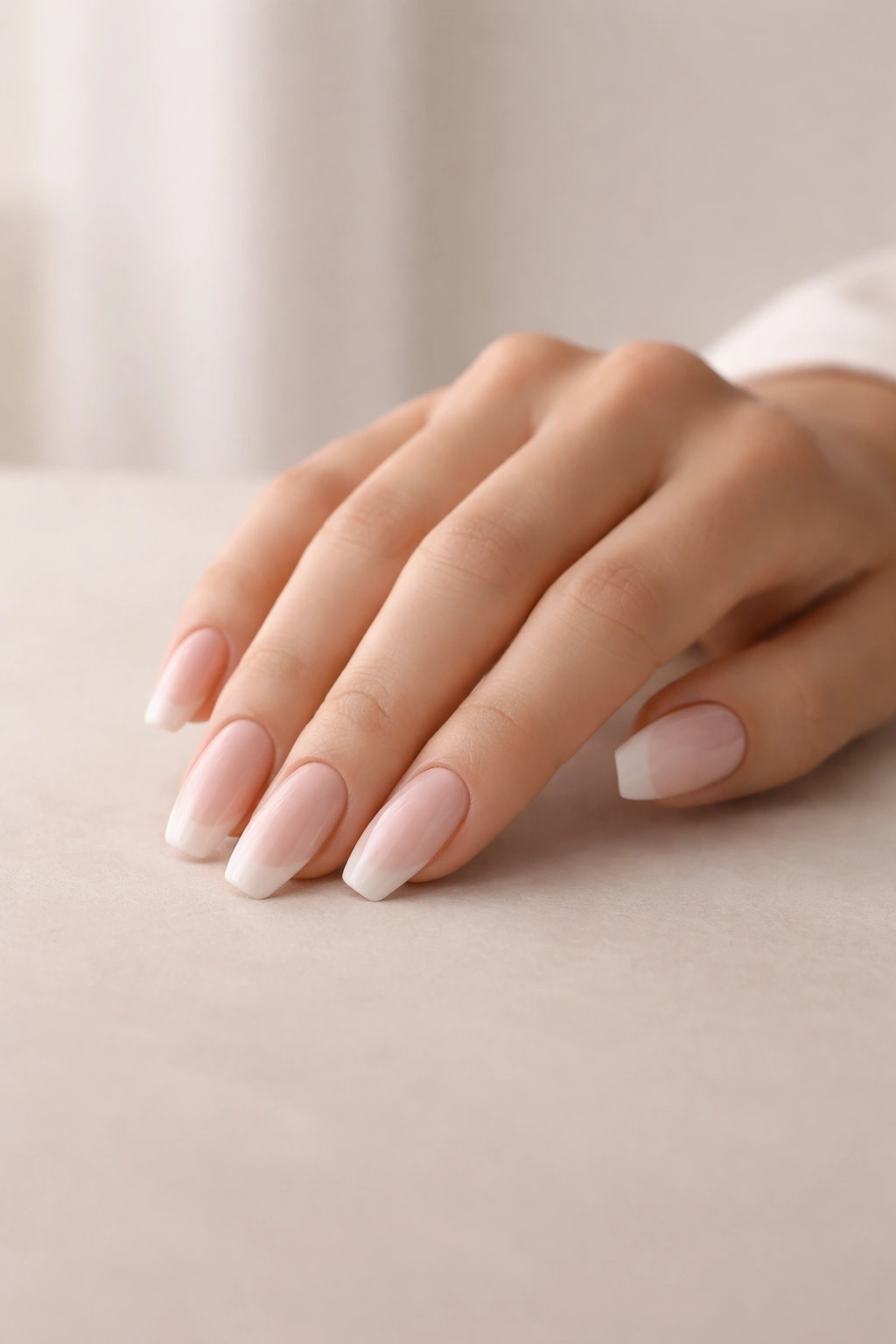 Hand with polished press-on nails resting gracefully