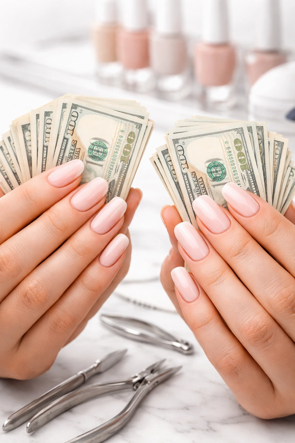 Well-manicured nails implying regular salon upkeep and maintenance
