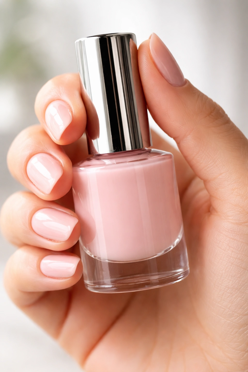Hand holding nail polish bottle to select the right formula