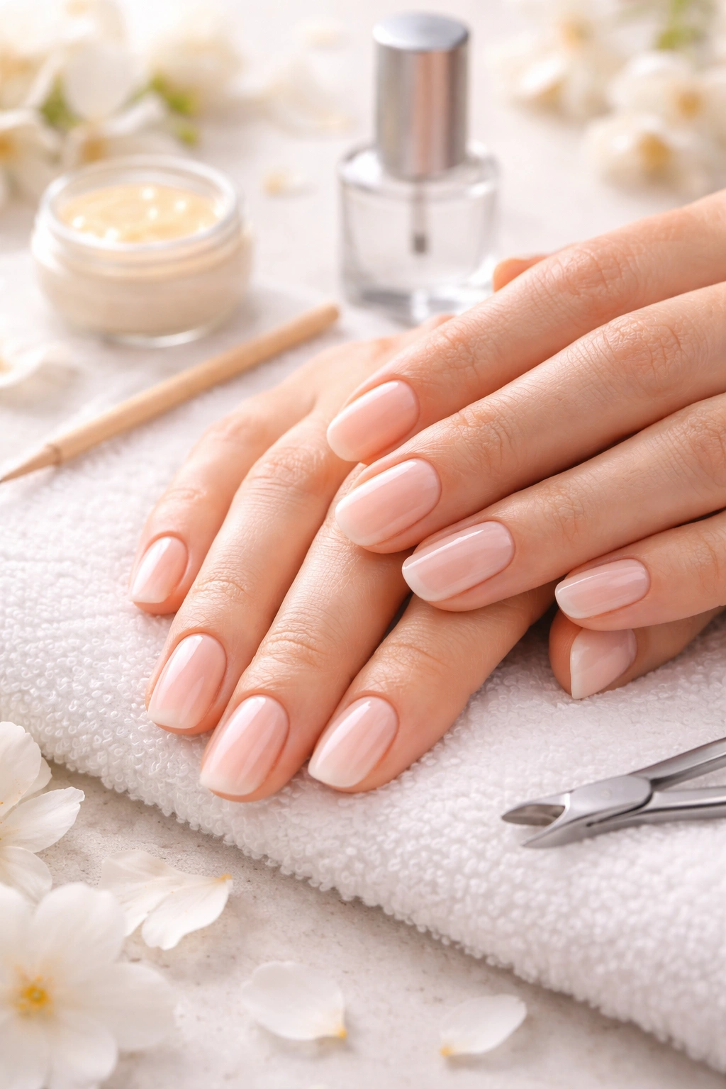 Hands with moisturized cuticles and clean nail surfaces