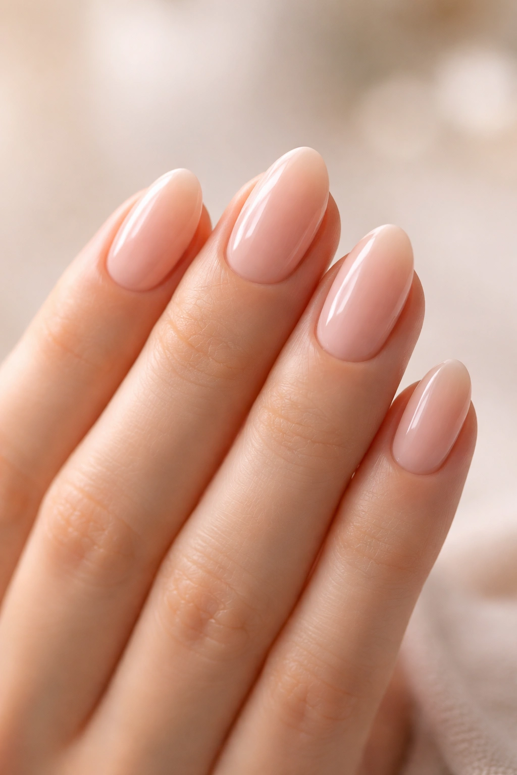 Close-up of almond and oval nail shapes elongating short nails