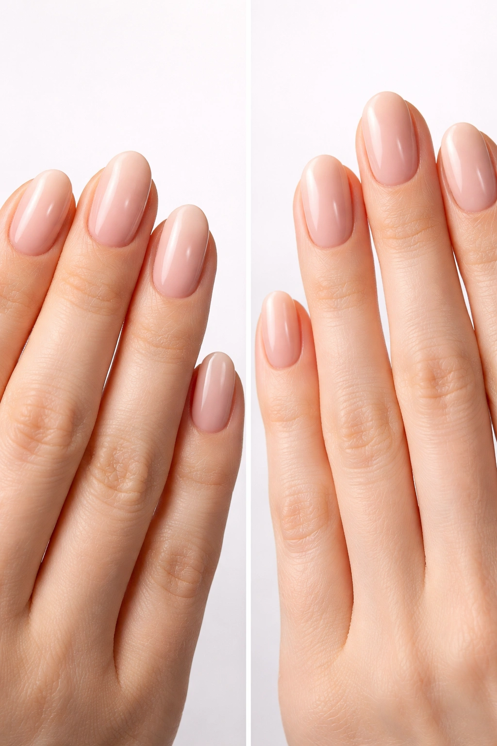 Nails paired with different finger shapes showing oval and round options