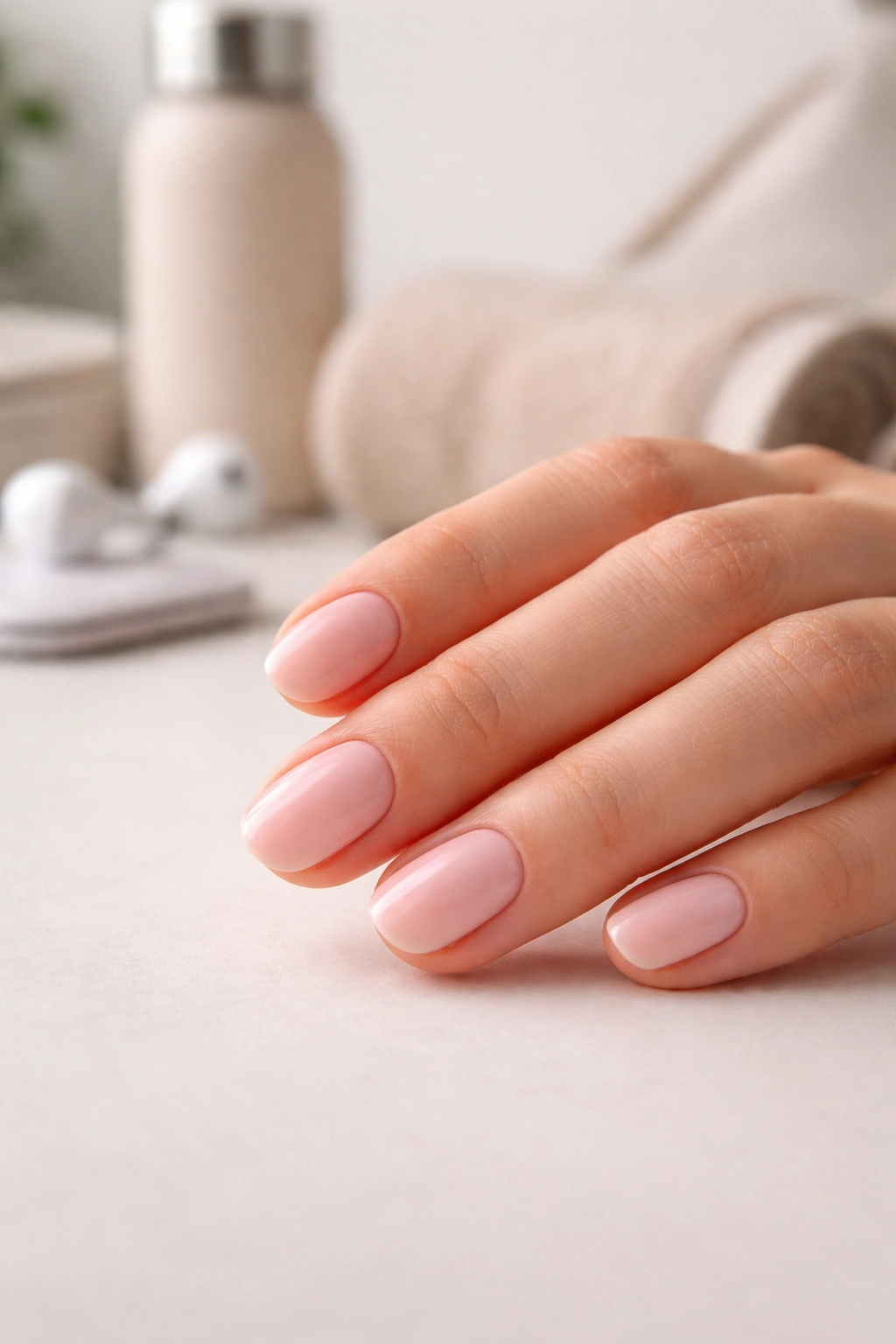 Close-up of a hand with rounded nails showing durability for active lifestyle