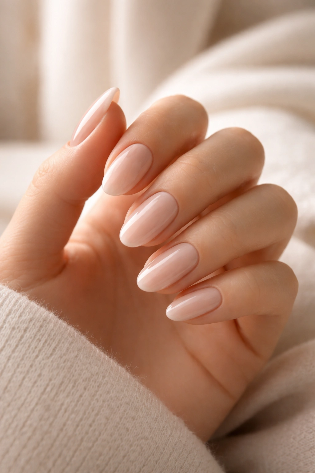 Hand with neatly shaped nails in a classic look