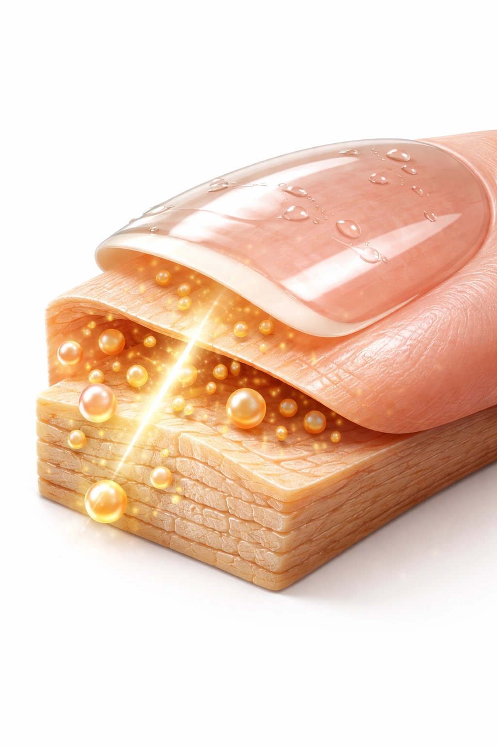 Abstract nail cross-section showing barrier and nutrient delivery