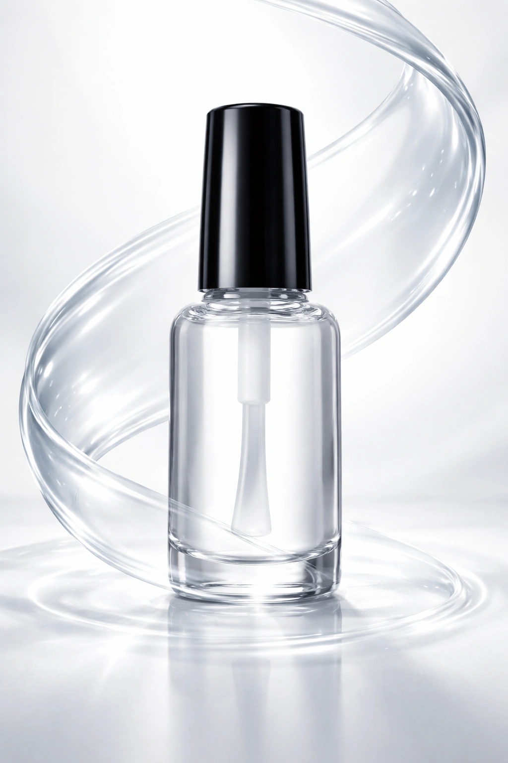 Bottle of nail strengthener on a neutral background