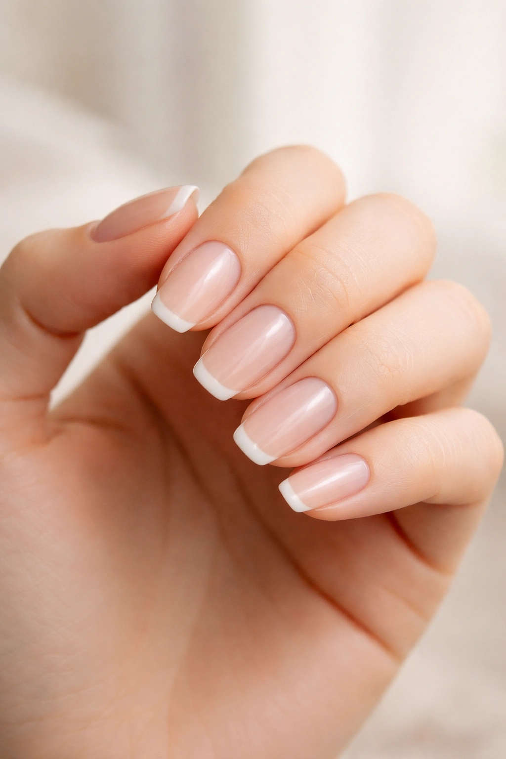 Hand showing mid-length nails in transition between short and long