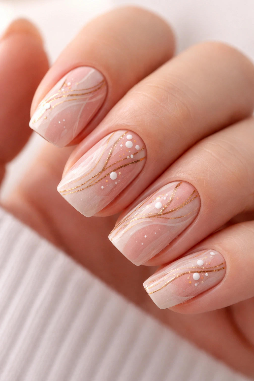 Nail wrap with added hand-painted accents creating a unique design