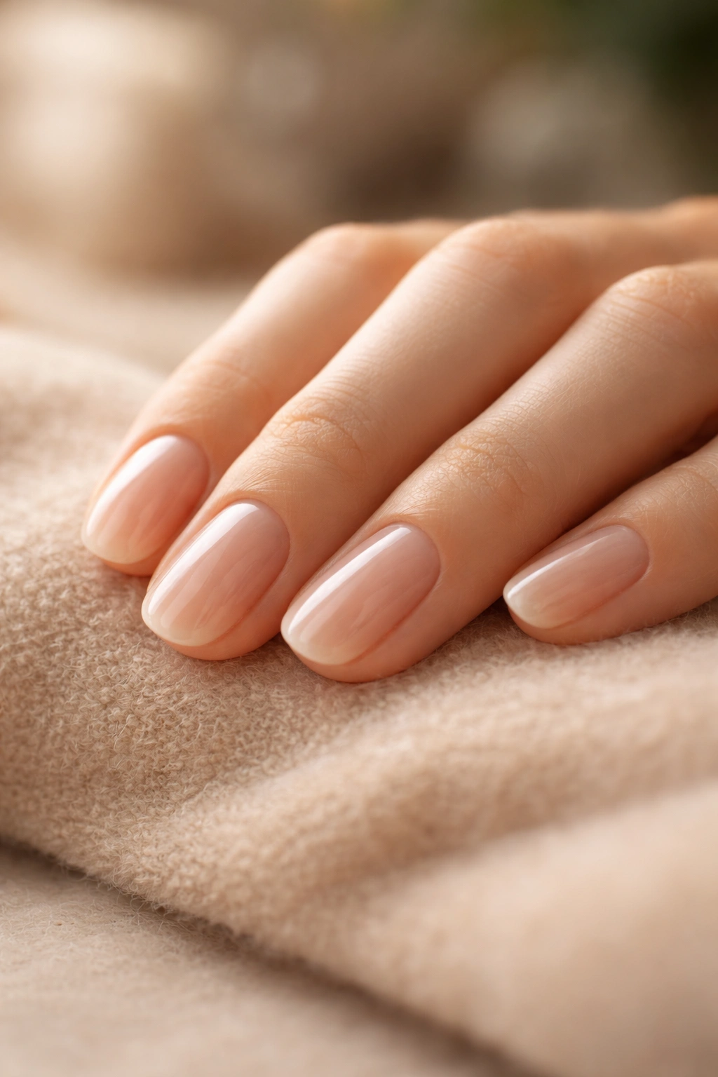 Close-up of healthy nails with a glossy finish after gentle removal.