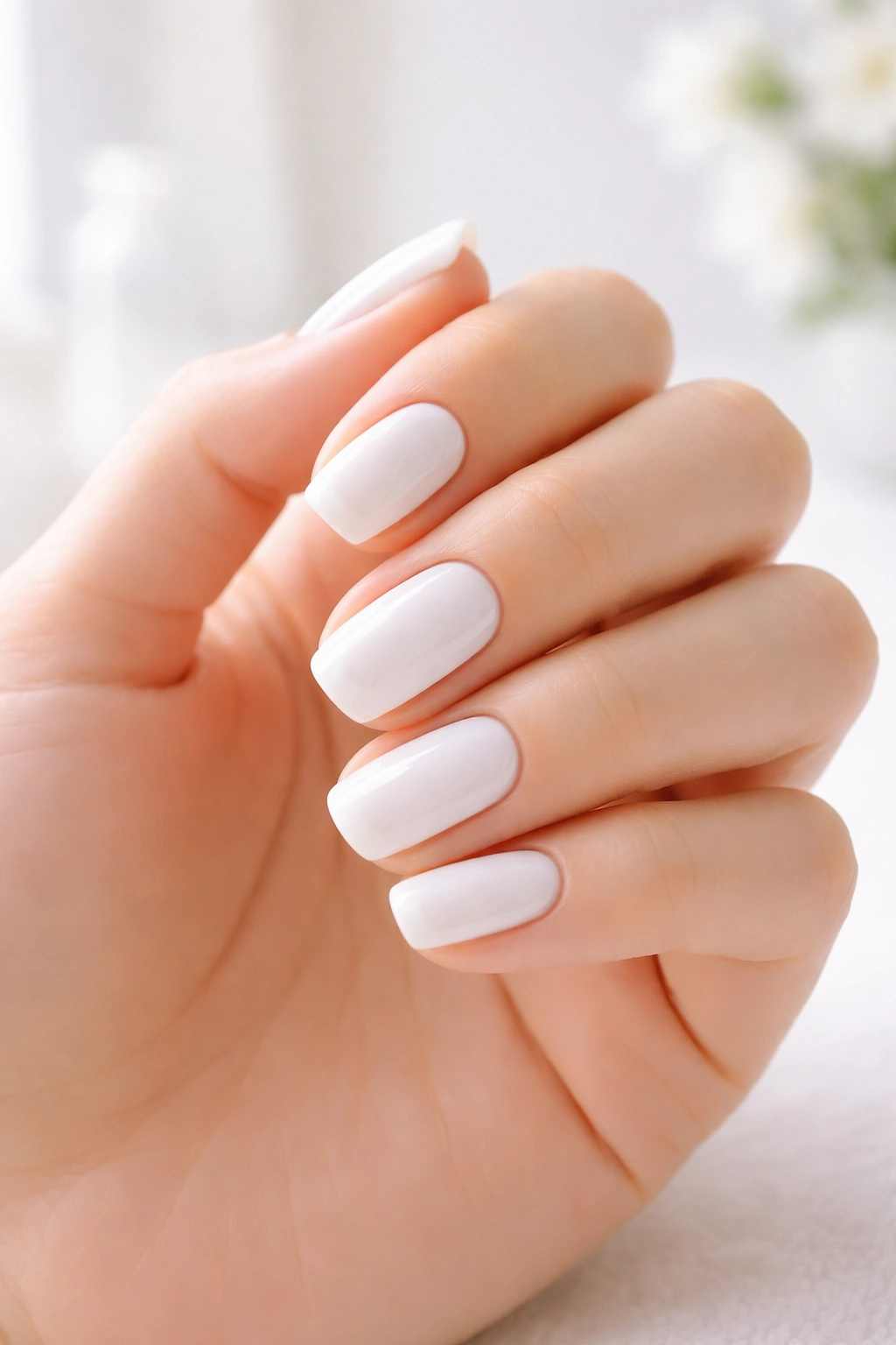 Close-up of neatly groomed nails in a minimal clean setting