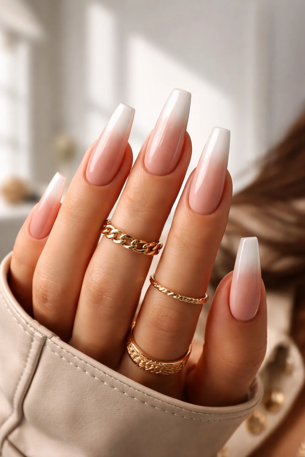 Hand with coffin nails posed to convey bold lifestyle and fashion-forward style