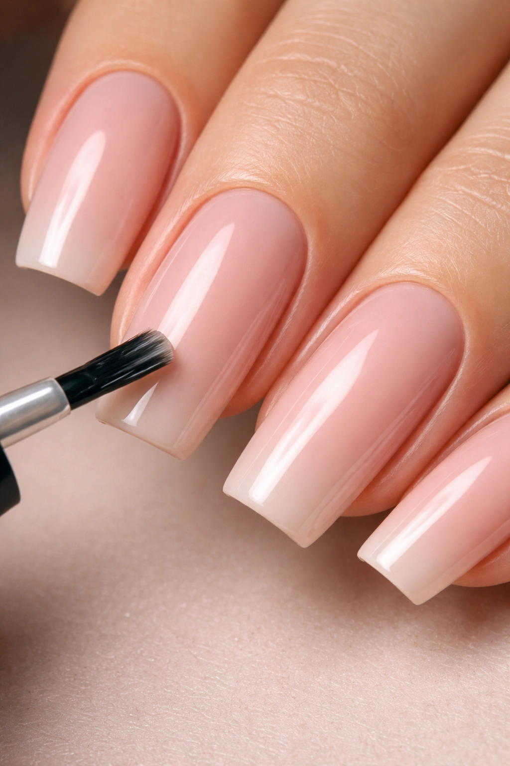 Long squoval nails painted with glossy color