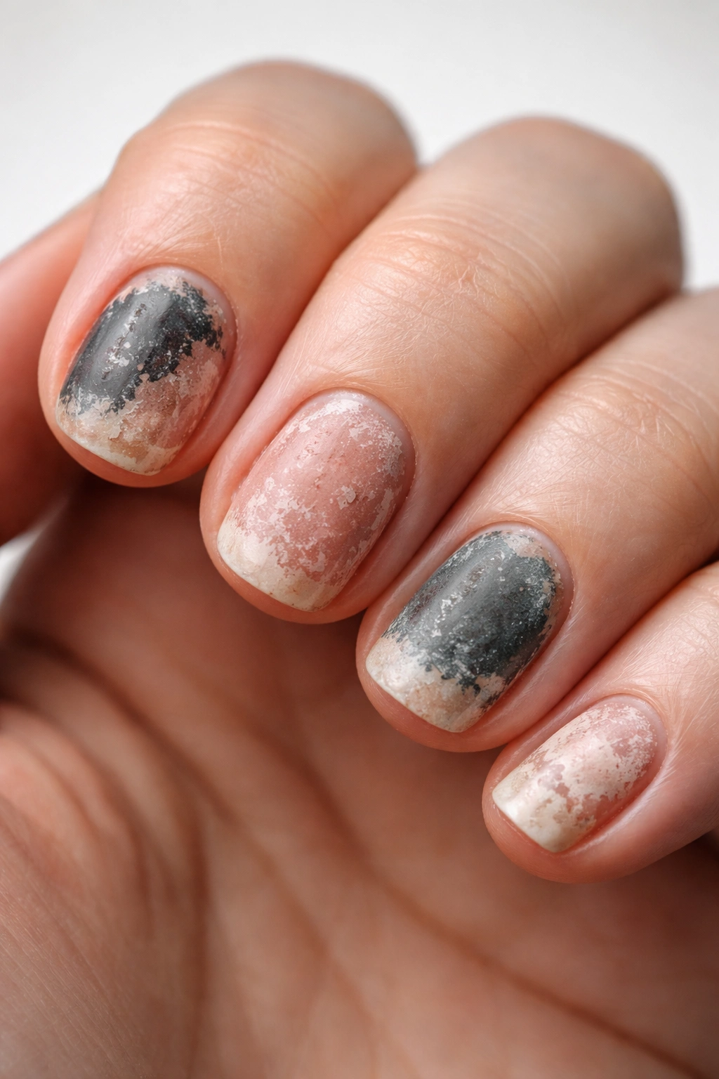Nails with unappealing appearance to deter biting